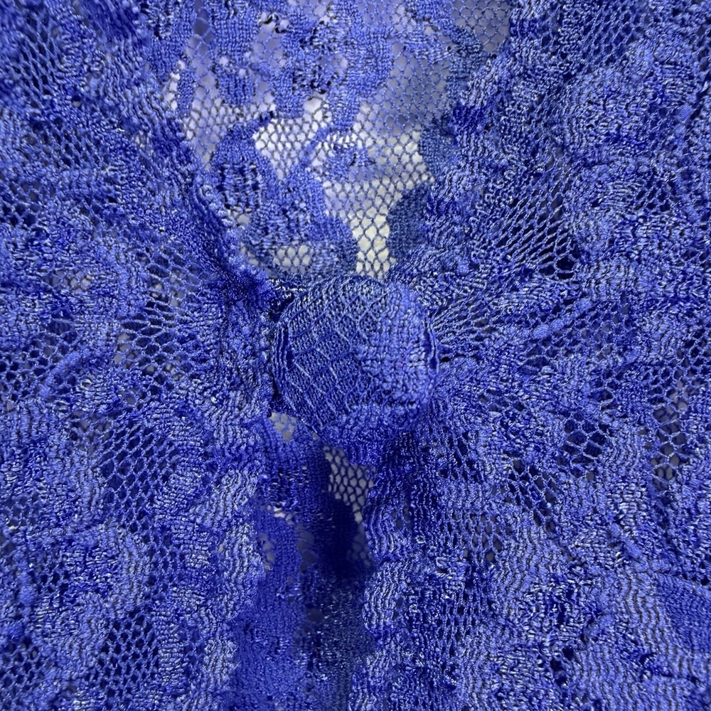 Vintage Dialogue Woman's Lace Blouse Cardigan Size L Royal Blue Feminine Layer‎ - Picture 6 of 12